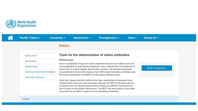 世界保健機構（WHO）も狂犬病ワクチン効果の評価に抗体検査を採用