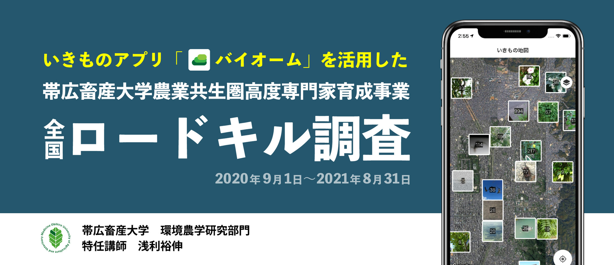 バイオーム スマートフォンアプリを用いたロードキル調査を帯広畜産大と実施 動物のリアルを伝えるwebメディア Reanimal