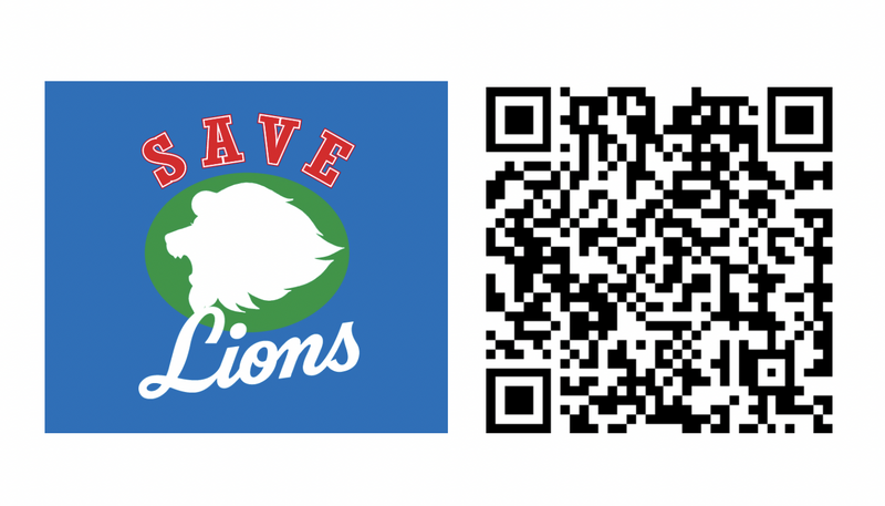 LINE Payにて「SAVE LIONS ～消えゆく野生のライオンを救うプロジェクト～」キャッシュレス募金も実施している（QRコードはLINEの寄付ページへリンク）《画像提供 埼玉西武ライオンズ》
