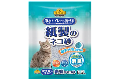 イオン、「トップバリュベストプライス 節水トイレにも流せる紙製のネコ砂」をリニューアル発売 画像