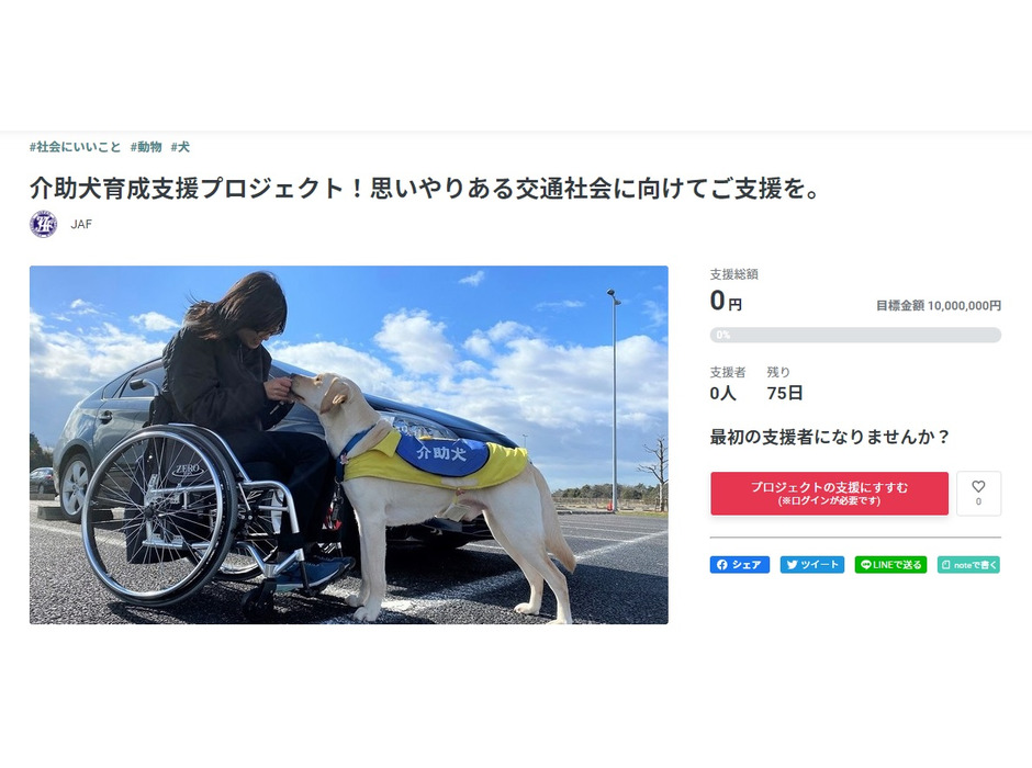 JAF×日本介助犬協会、思いやりのある交通社会を目指してJAF初のクラウドファンディング開始