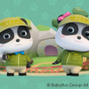 上野動物園の飼育係に変身したベビーバスメインキャラクターのふたごのパンダ「キキ」と「ミュウミュウ」