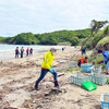 ドームに使用したプラスチックゴミが収集された海岸